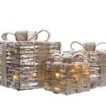 LED Geschenkschachteln Rattan warmweiß (3er Set)